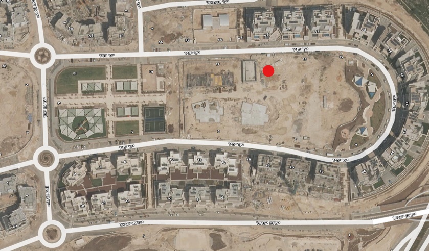 סימון גרפי על המפה של תחנות חלוקת מים המתוארת בטקסטים מעלה בשכונת נופים